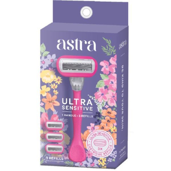 Astra Ultra Sensitive Razor with 3 Catridge Refills