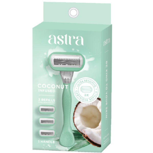 Astra Coconut Infused Razor with 3 Catridge Refills