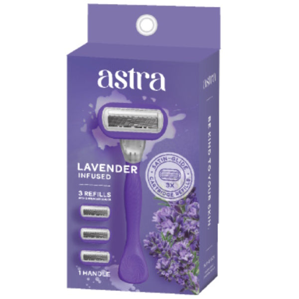 Astra Lavender Infused Razor with 3 Catridge Refills