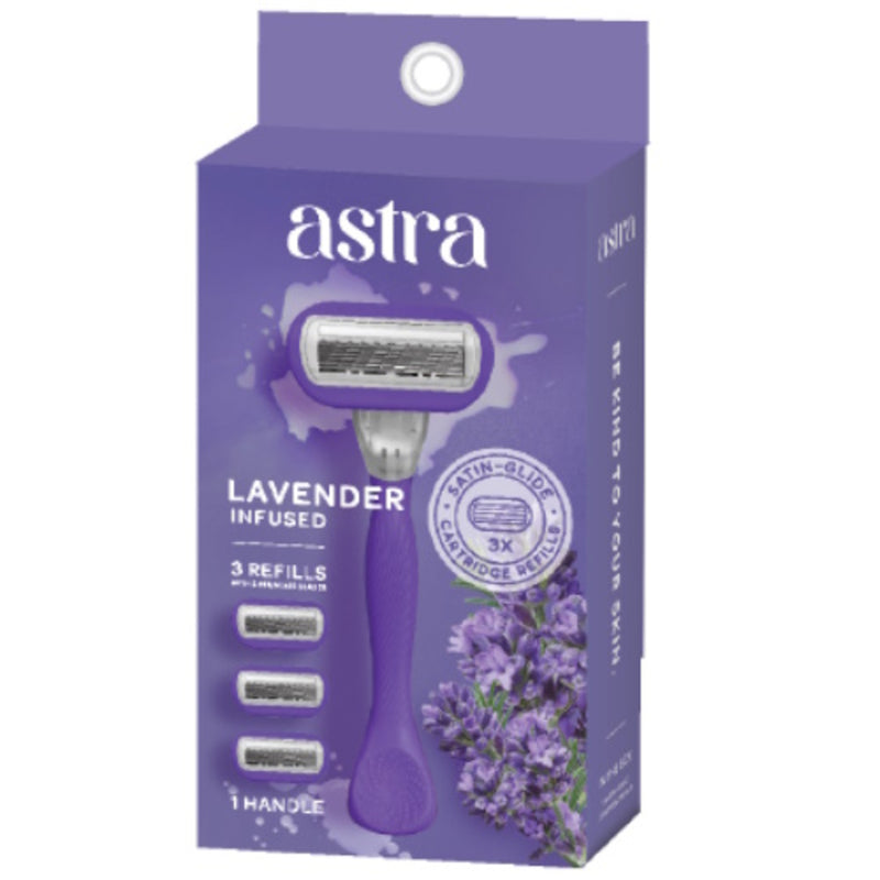 Astra Lavender Infused Razor with 3 Catridge Refills