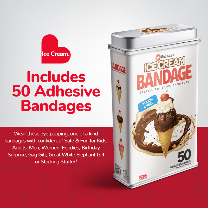 Ice Cream Shaped Bandages - 50 Count Tin